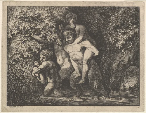 Satyr family, on the move by Salomon Gessner, print, 1730-1788