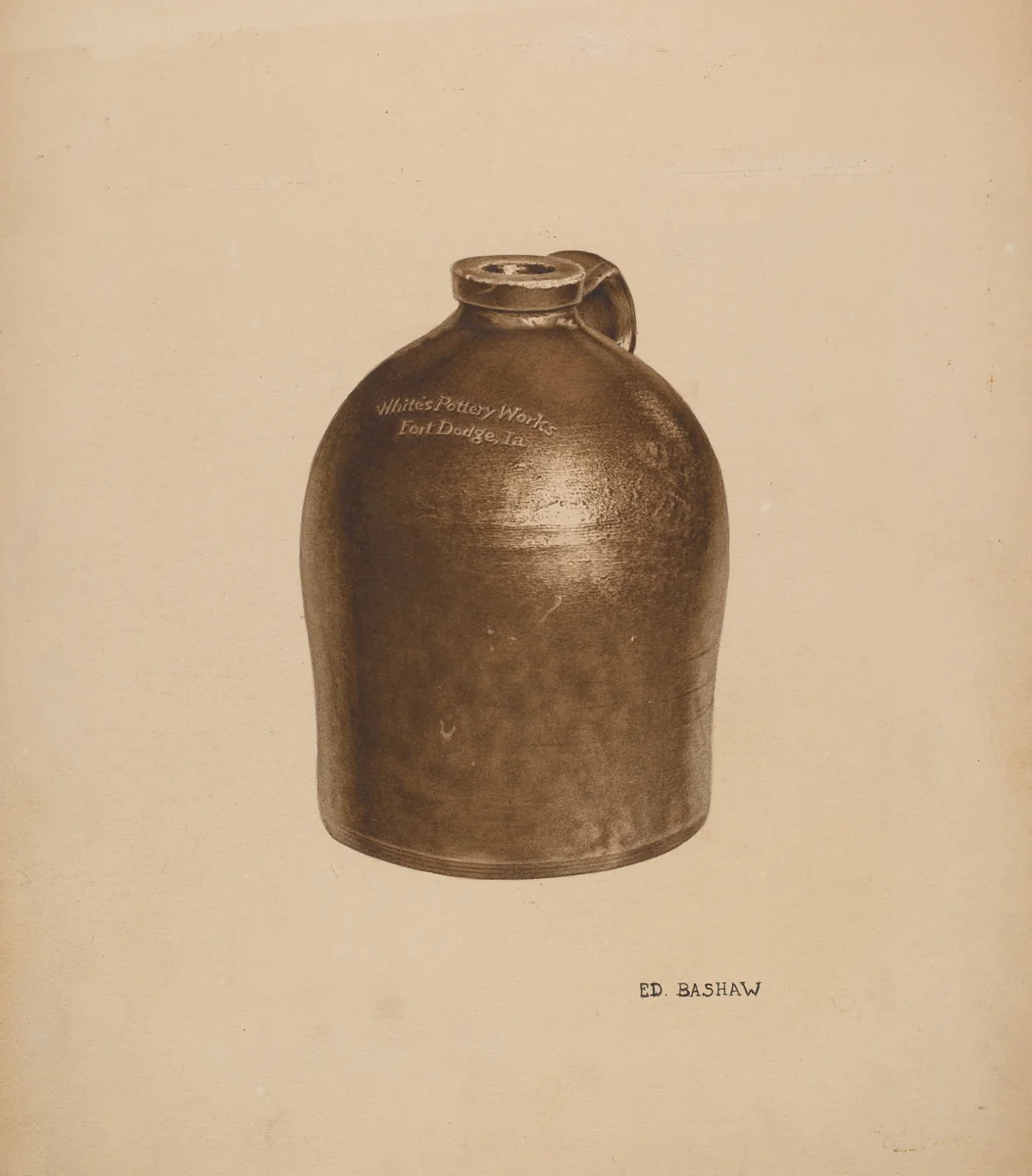 Pottery Milk Jug by Edward Bashaw, index of american design, 1934