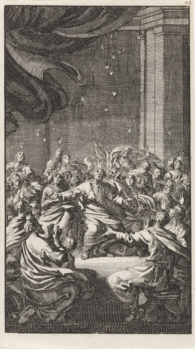 Uitstorting van de Heilige Geest by Jan Luyken, print, 1712