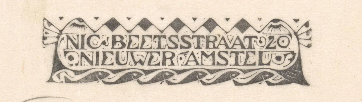 Adresvignet Nicolaas Beetsstraat 20 by Karel Petrus Cornelis de Bazel, print, 1896