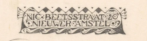 Adresvignet Nicolaas Beetsstraat 20 by Karel Petrus Cornelis de Bazel, print, 1896