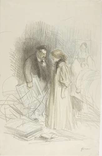 I Don't Dare Take Them Down...It Would Hurt Him Too Much by Jean-Louis Forain, print, 1887-1897