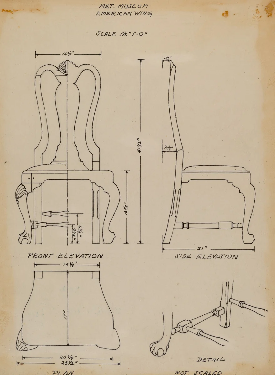 Side Chair by Charles Squires, index of american design, 1937