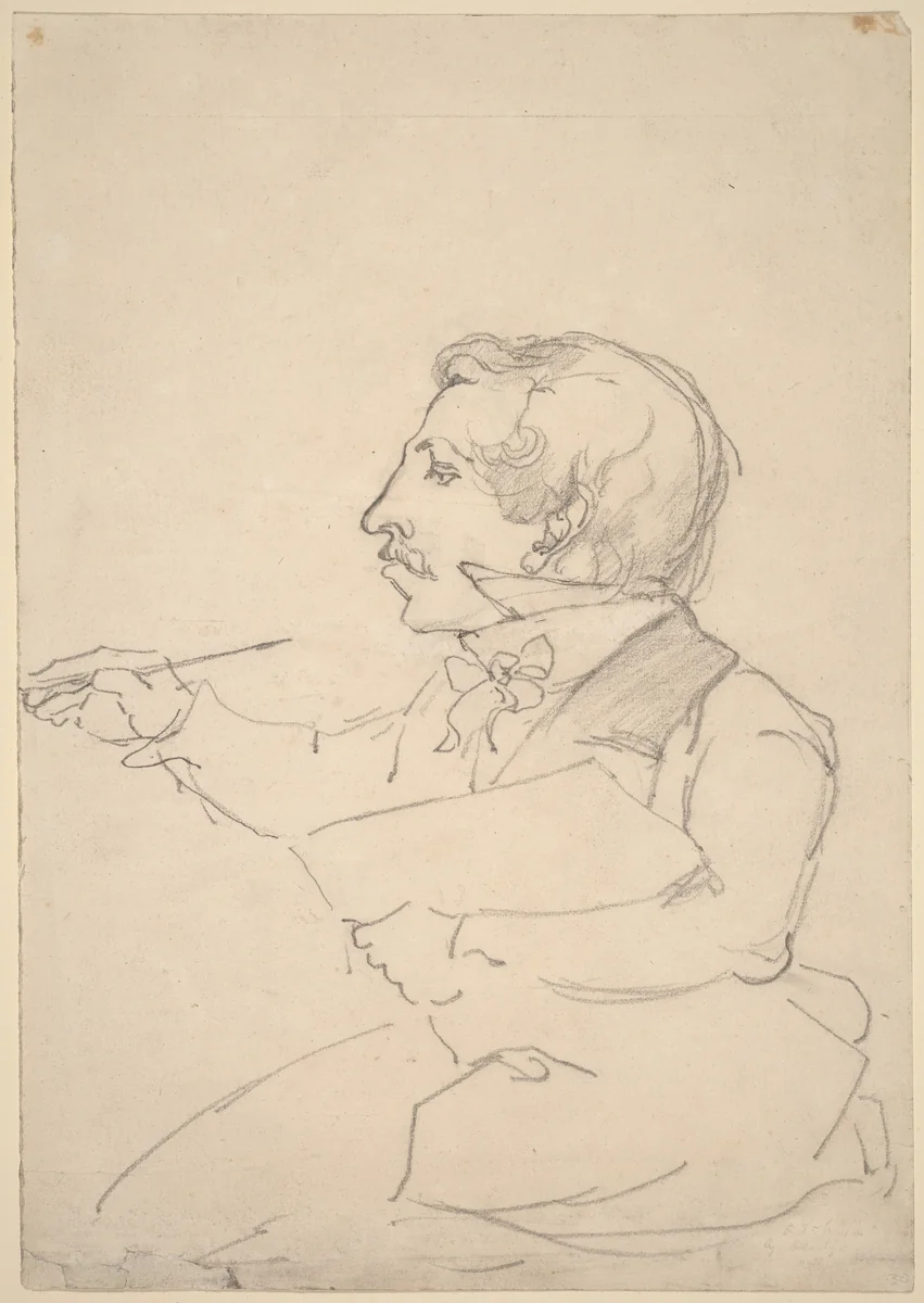 Eastman Johnson Sketching by Emanuel Leutze, drawing, 1849-1851
