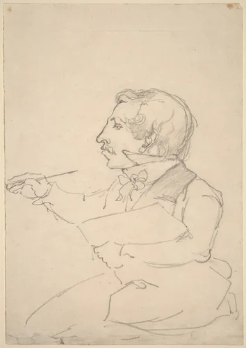 Eastman Johnson Sketching by Emanuel Leutze, drawing, 1849-1851