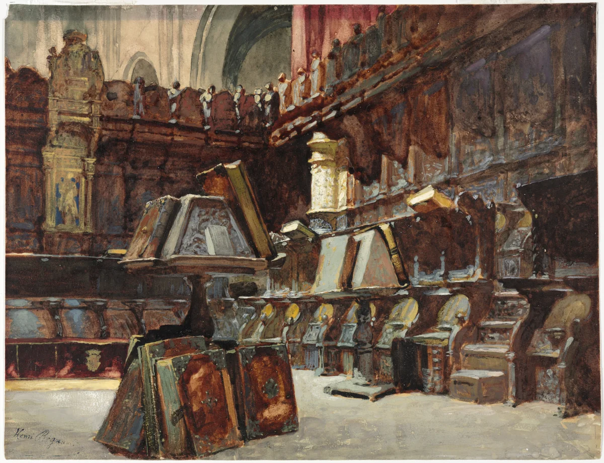 Choir Stalls in a Spanish Cathedral by Henri Regnault, drawing, 1863-1873