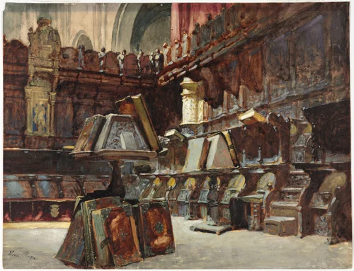 Choir Stalls in a Spanish Cathedral by Henri Regnault, drawing, 1863-1873