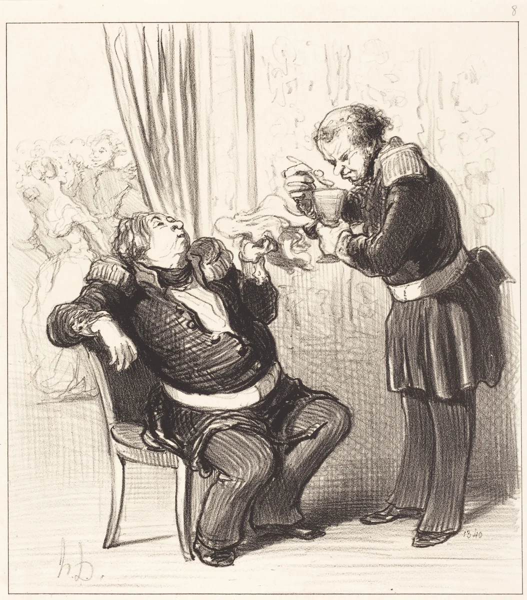 Décidément nous nous amusons trop, Guillochard!... by Honoré Daumier, print, 1849