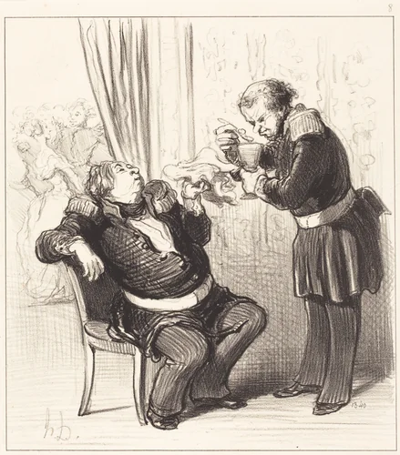 Décidément nous nous amusons trop, Guillochard!... by Honoré Daumier, print, 1849