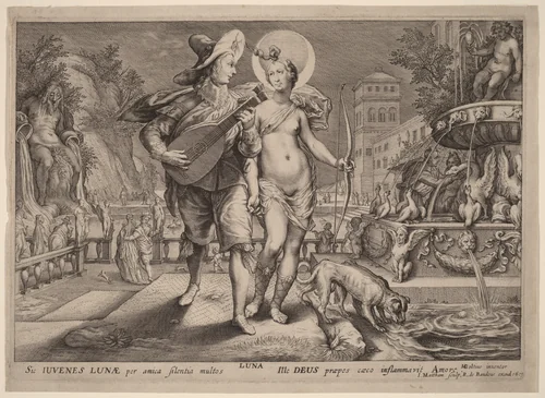 Diana as Luna Accompanying a Young Man Serenading by Jacob Matham
Hendrick Goltzius
Robert de Baudous, print, 1615