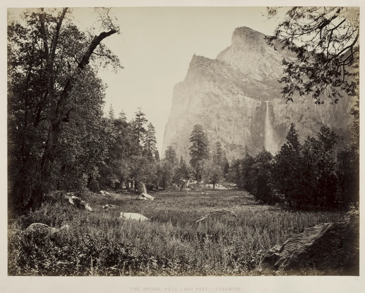 Bridal Veil, Yosemite by Carleton E. Watkins, photograph, 1865-1866