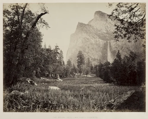 Bridal Veil, Yosemite by Carleton E. Watkins, photograph, 1865-1866