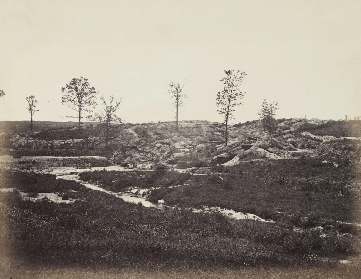 Interior view of the Confederate line (at Gracie's salient) by Timothy O'Sullivan, Alexander Gardner, photograph, 1865