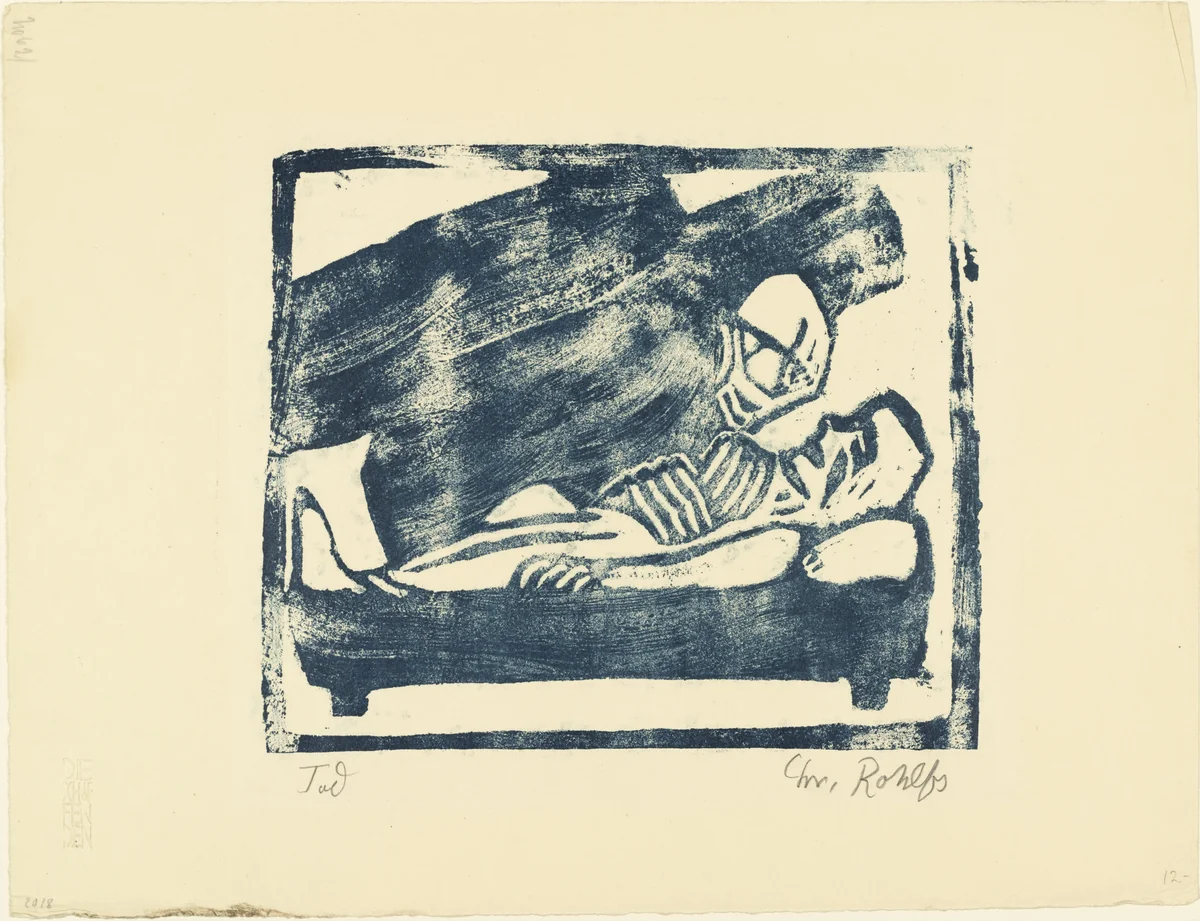 Death (Der Tod) from the periodical in portfolio form Die Schaffenden, vol. 2, no. 1 by Christian Rohlfs, print, 1912