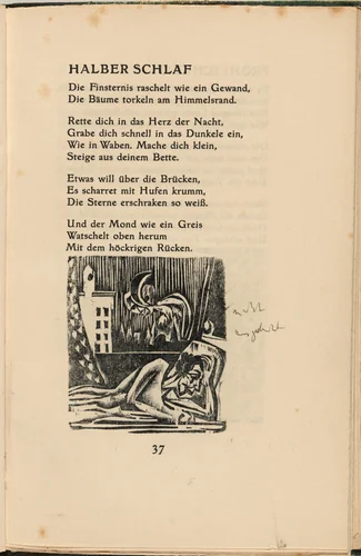 Halber Schlaf (Half Sleep) (in-text plate) from mock-up of Georg Heym: Umbra Vitae (Georg Heym: Shadow of Life) by Ernst Ludwig Kirchner, volume, 1912-1922