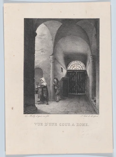 View of a Courtyard in Rome by Louis-Léopold Boilly, print, 1826