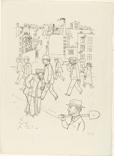 War Invalid and Workers from In the Shadows (Im Schatten) by George Grosz, print, 1920