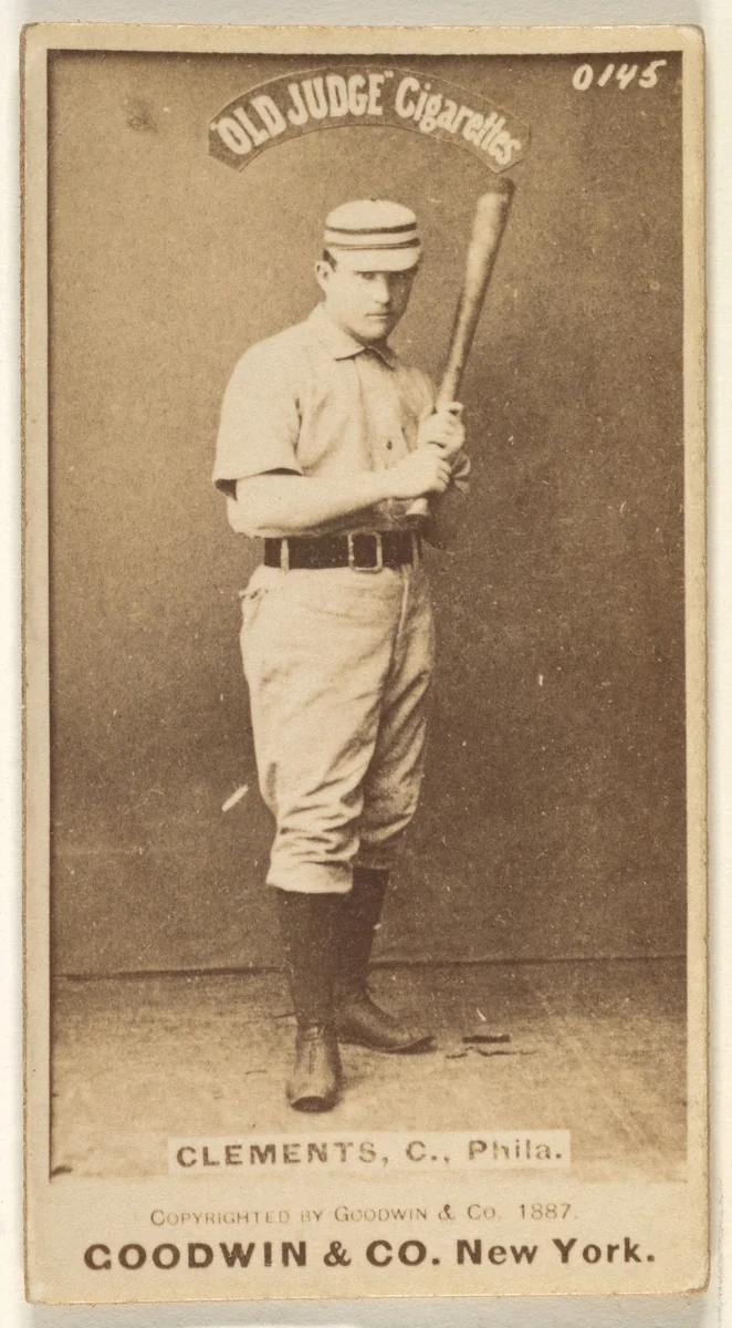 John J. "Jack" Clements, Catcher, Philadelphia, from the Old Judge series (N172) for Old Judge Cigarettes by Goodwin & Company, photograph, 1887