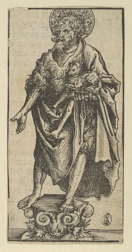 Silver Statuette of St. John the Baptist, from the "Wittenberg Reliquaries" by Lucas Cranach, print, 1472-1553