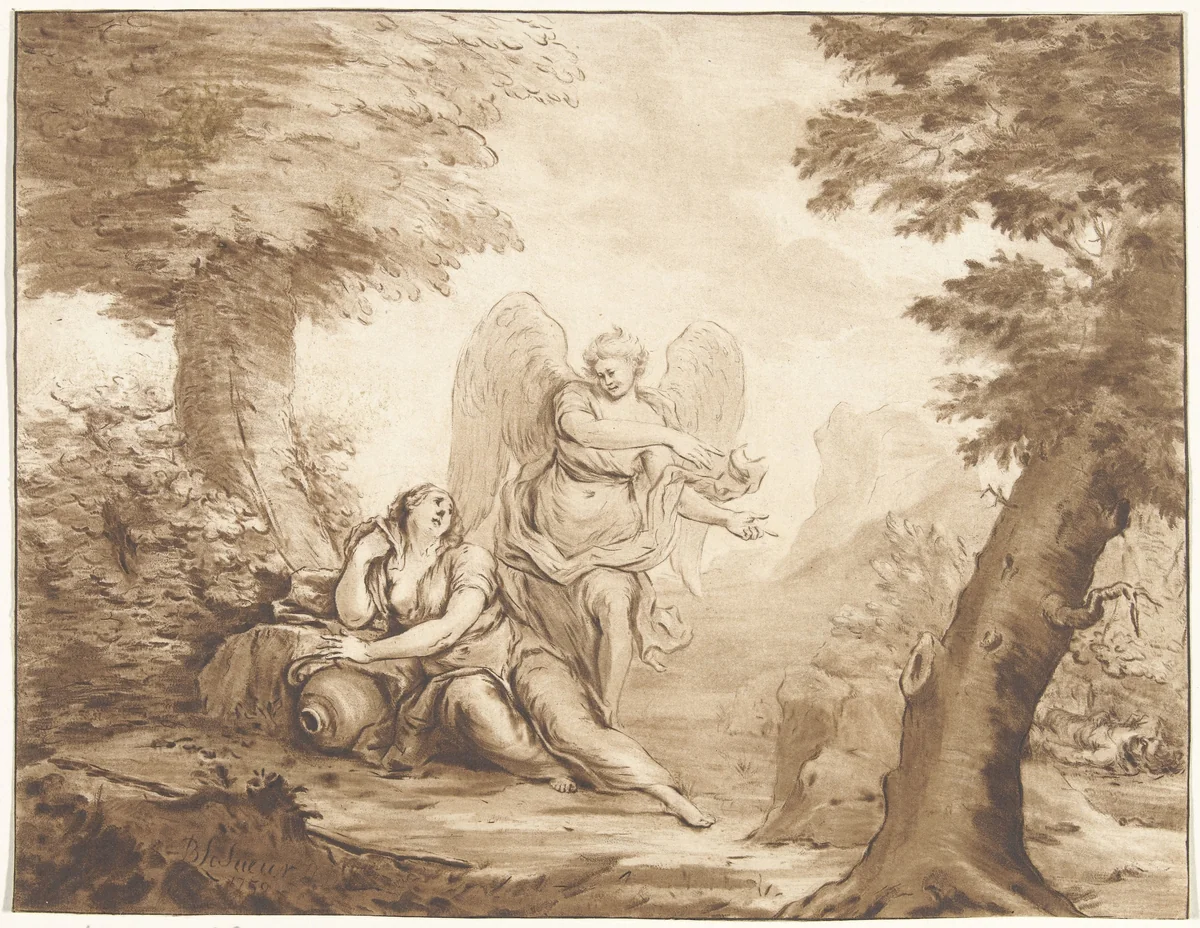 Hagar in de woestijn by Jurriaan Cootwijck, print, 1759