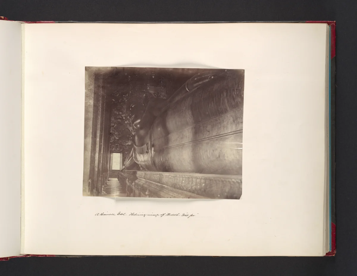 A Siamese Idol - Reclining Image of Buddah by John Thomson, photograph, 1865
