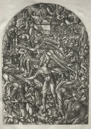The Apocalypse: The Angel Sounding the Sixth Trumpet by Jean Duvet, print, 1546-1556