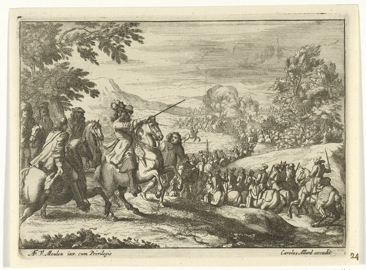 Optrekkende cavalerie by anonymous, print, 1673-1709