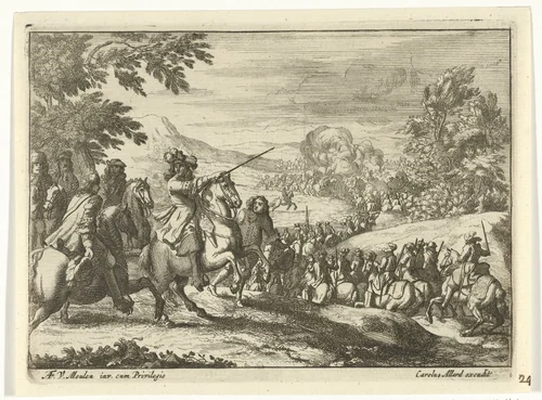 Optrekkende cavalerie by anonymous, print, 1673-1709