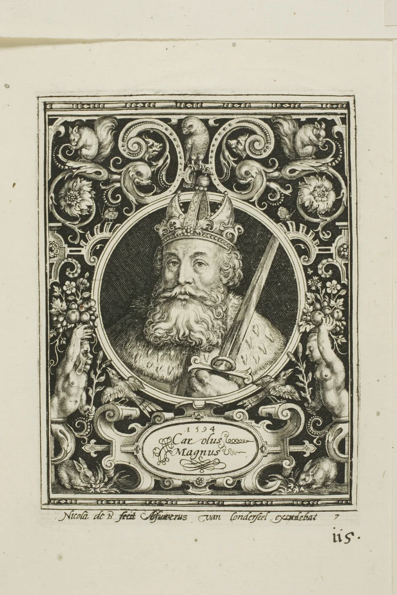 Charlemagne, plate seven from The Nine Worthies by Nicolaes de Bruyn, print, 1594