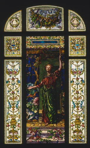 Welcome: Stained Glass Window from the Mrs. George T. Bliss House, New York by John La Farge, artwork, 1908-1909