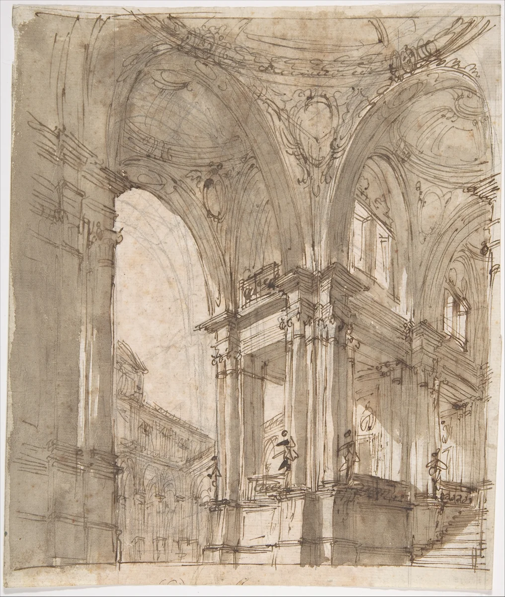 Architectural Study (recto); Separate Sheet with Architectural Drawing (verso) by Filippo Juvarra, drawing, 1676-1736