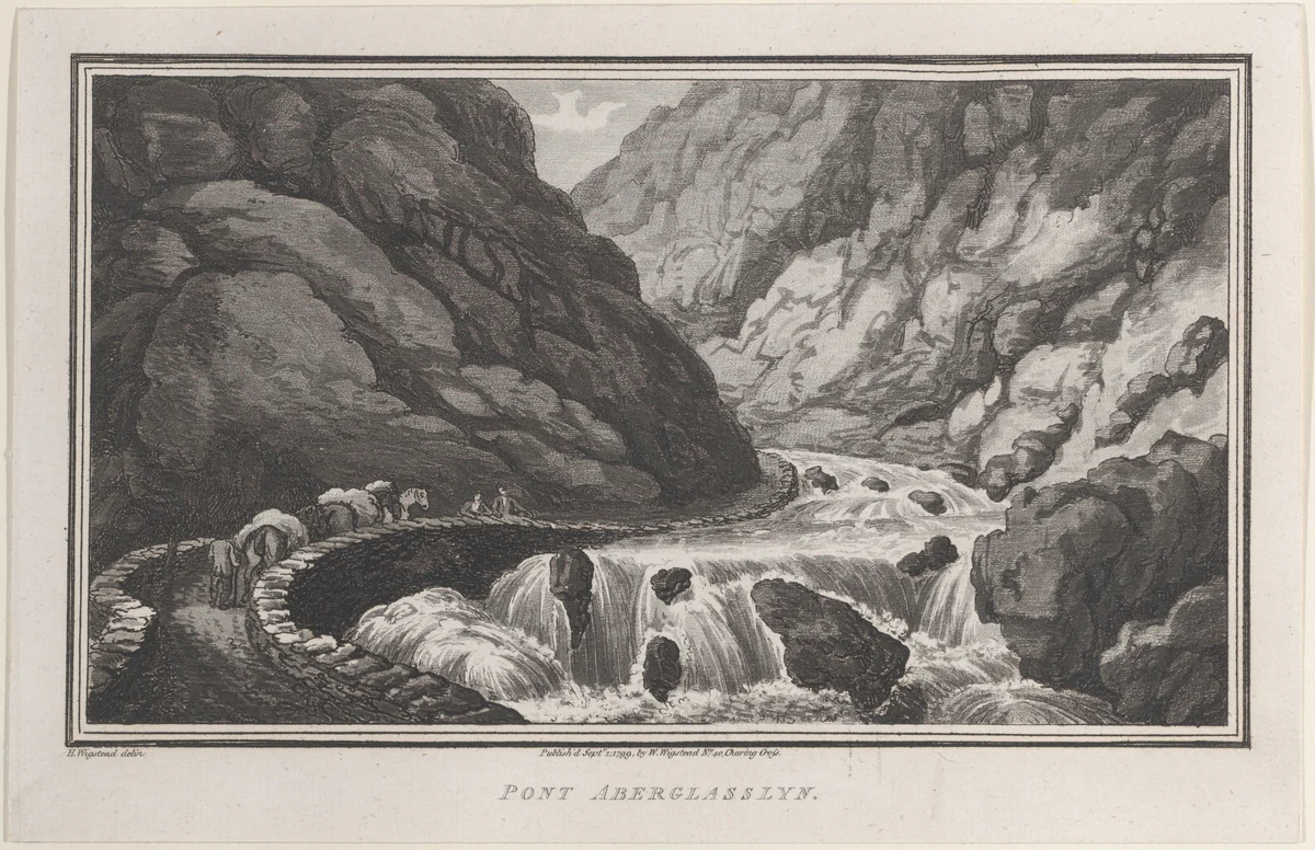 Pont Aberglasslyn, from "Remarks on a Tour to North and South Wales, in the year 1797" by John Hill, print, 1799