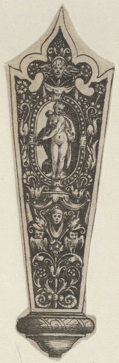 Copy of a Design for a Knife Handle with the Death of Lucretia by Theodor de Bry, print, 1580-1600