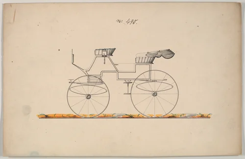 Design for Phaeton, no. 490 by Brewster & Co., drawing, 1850-1874