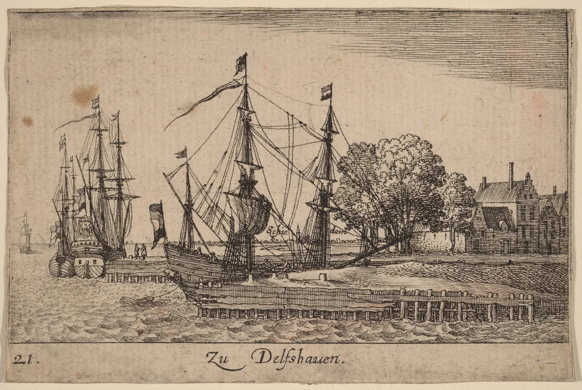 Delfshaven by Wenceslaus Hollar, print, 1635