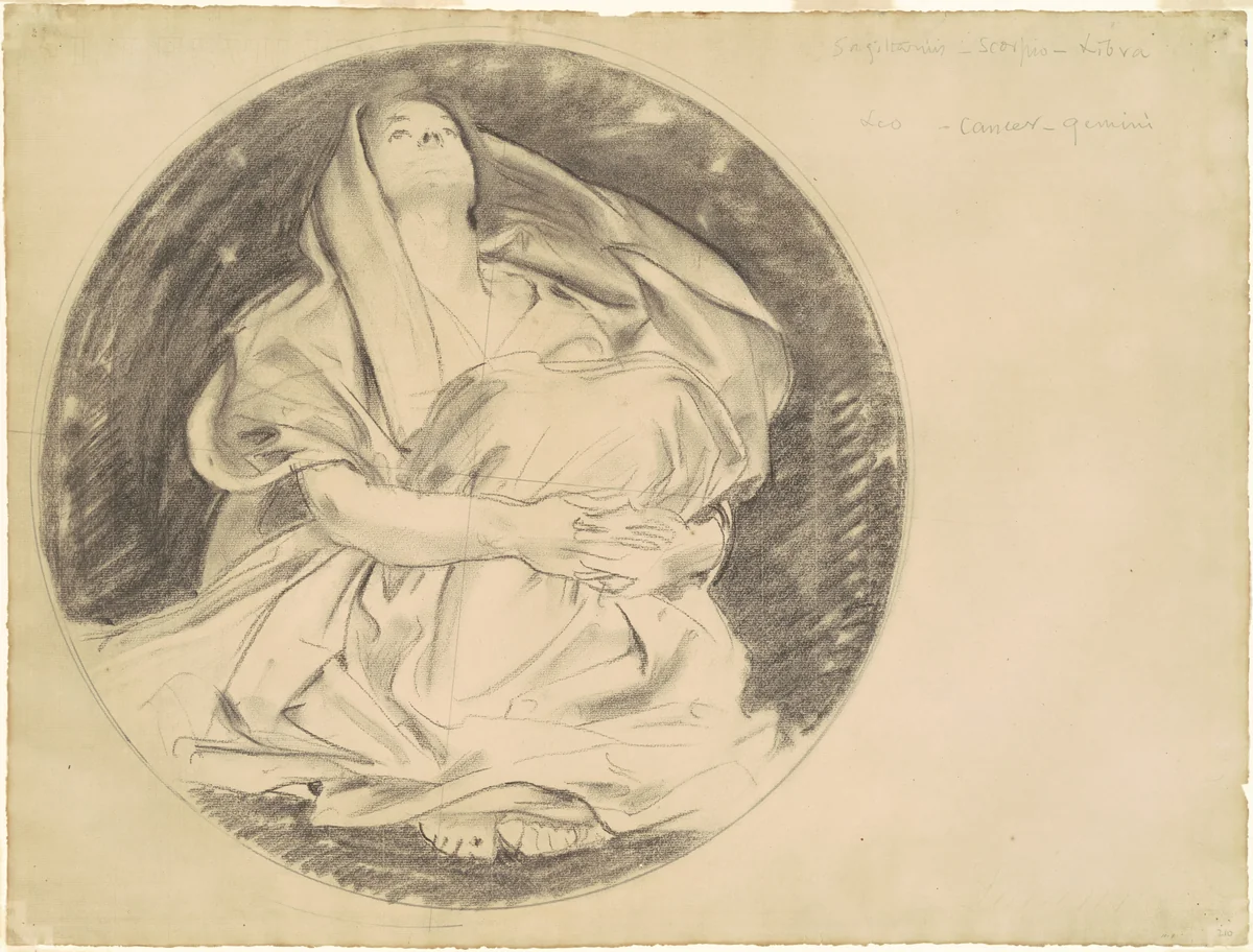 Study for "Astronomy" by John Singer Sargent, drawing, 1916-1921