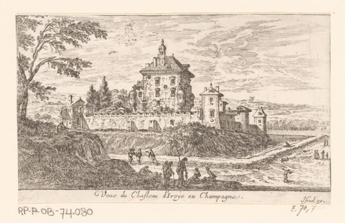 Gezicht op het kasteel van Irrois by Israël Silvestre, print, 1631-1661