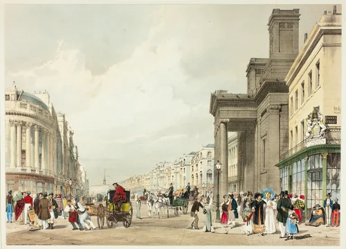 Regent Street Looking Towards the Quadrant, plate eighteen from Original Views of London as It Is by Thomas Shotter Boys, print, 1842