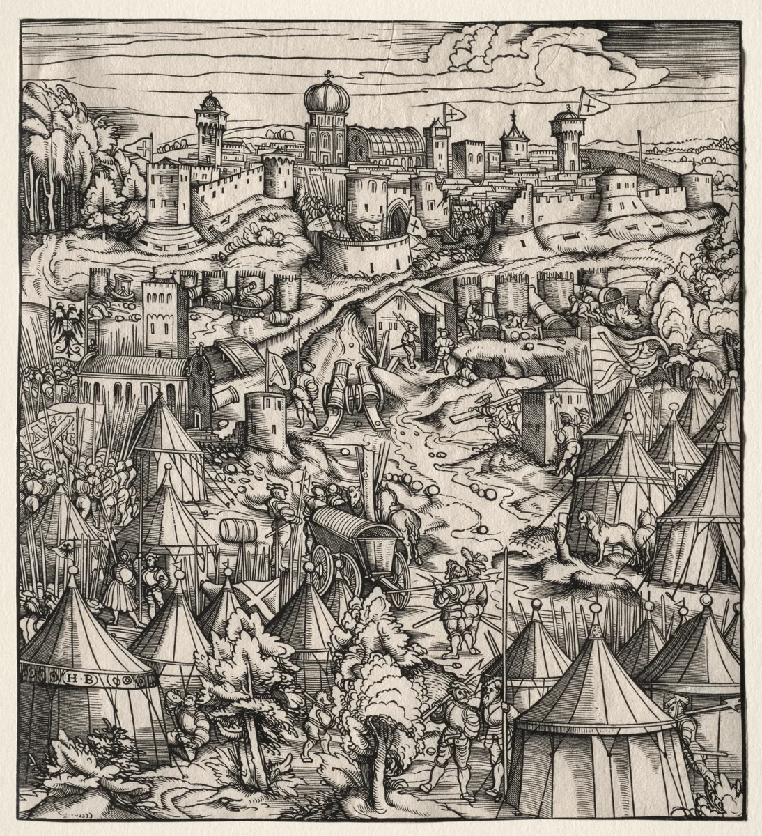 Der Weisskunig (The White King): The Siege of Padua by Hans Burgkmair, print, 1512-1515