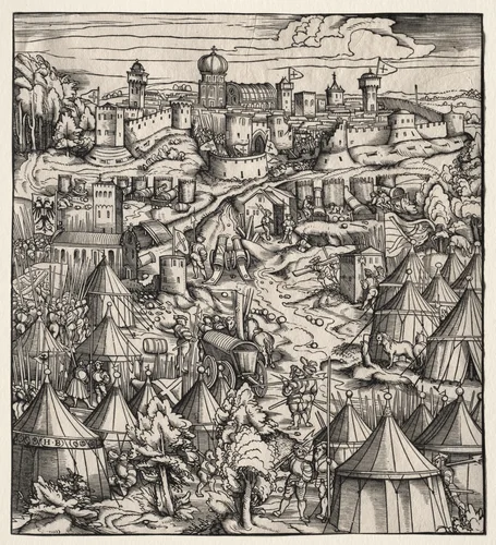 Der Weisskunig (The White King): The Siege of Padua by Hans Burgkmair, print, 1512-1515