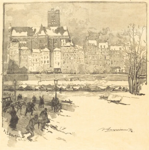 Quai de l'Hôtel de Ville by Auguste Lepère, print, 1886