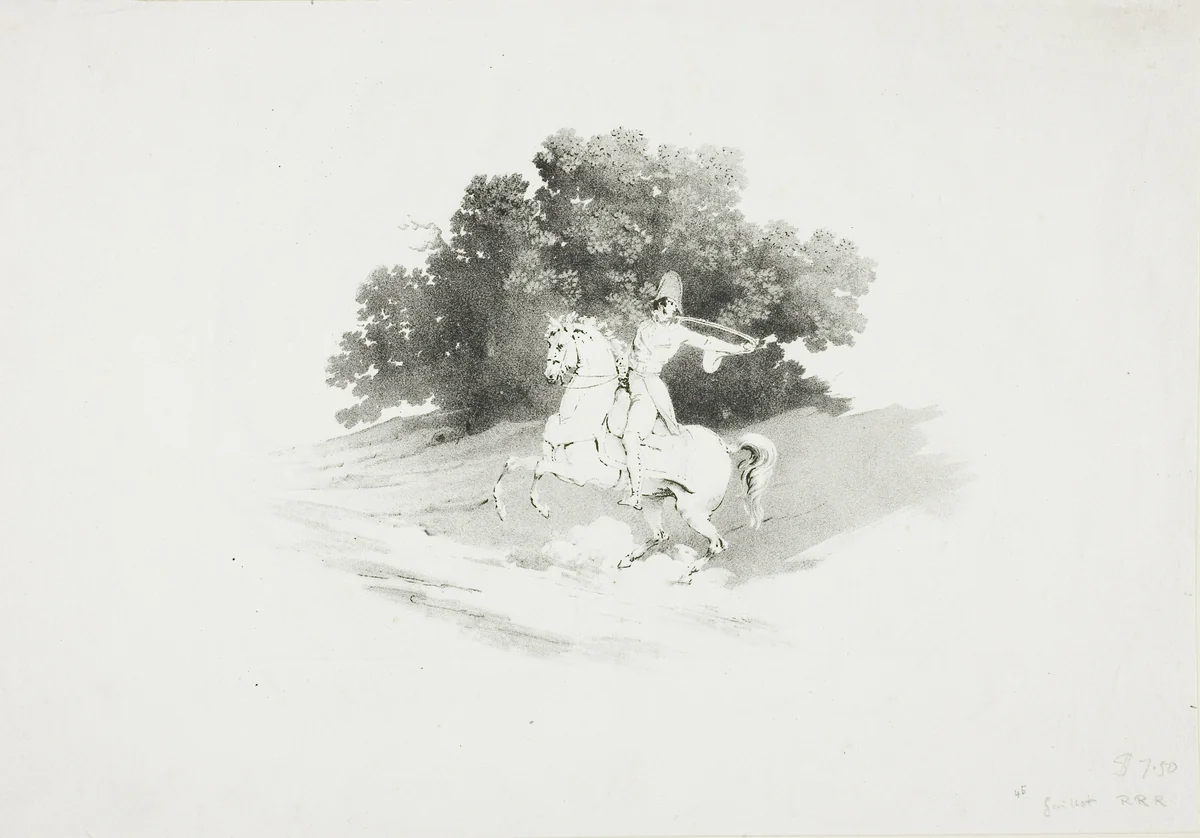 Trumpeter on Horseback by Bernard Gaillot, print, 1819-1829
