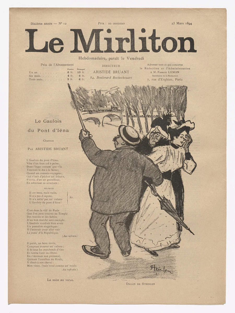Le Mirliton, no. 12 by Théophile-Alexandre Steinlen, periodical, 1894