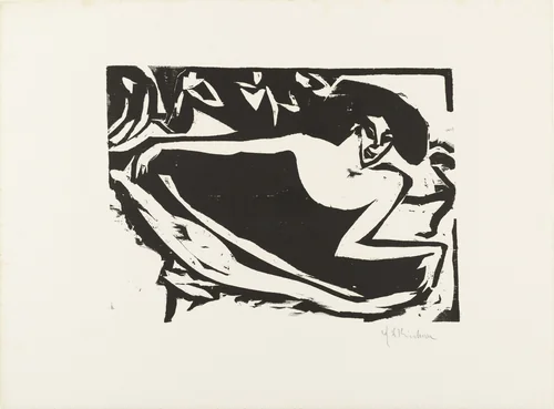 Dancer with Raised Skirt (Tänzerin mit gehobenem Rock) from Brücke 1910 by Ernst Ludwig Kirchner, print, 1909