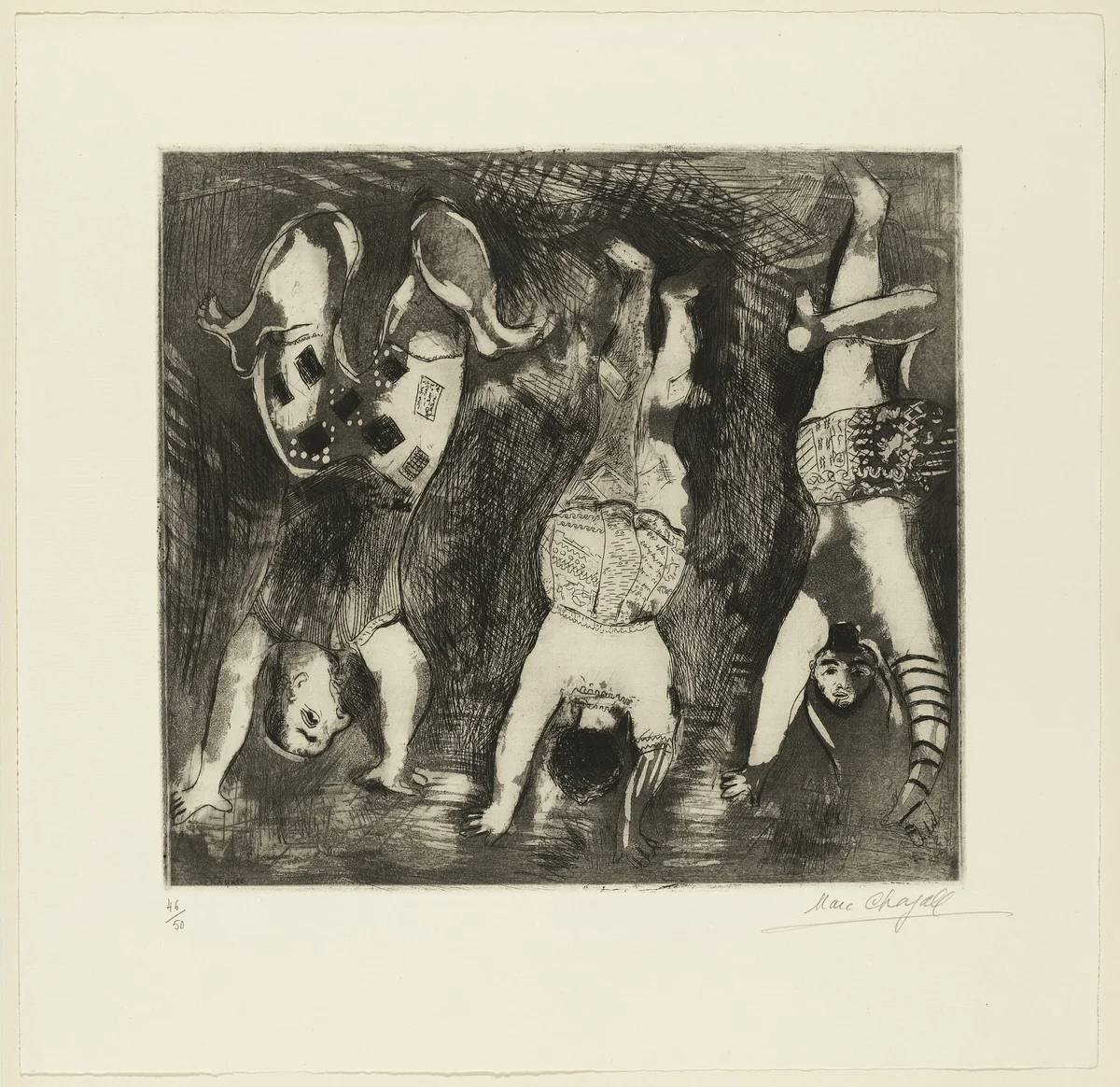 Three Acrobats by Marc Chagall, print, 1926