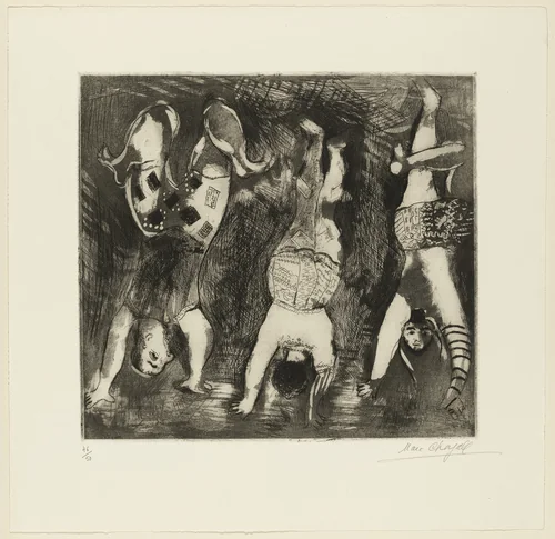 Three Acrobats by Marc Chagall, print, 1926