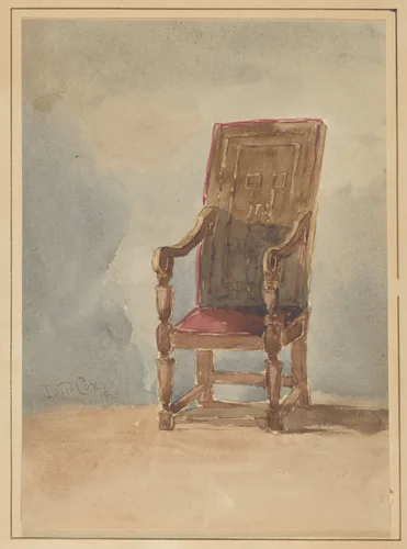 Study of an antique armchair by David Cox, drawing, 1849