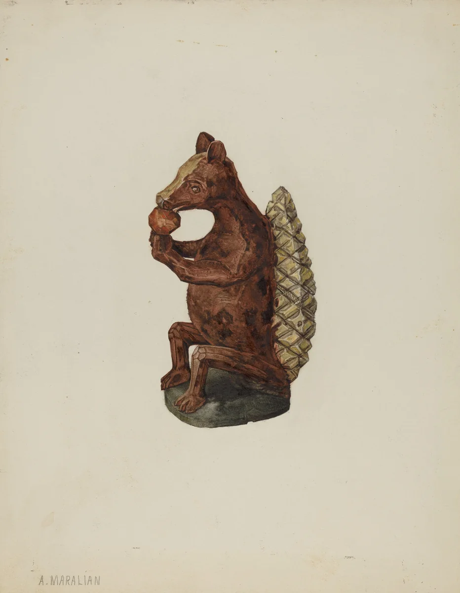 Pa. German Squirrel Figure by Arsen Maralian, index of american design, 1935-1942