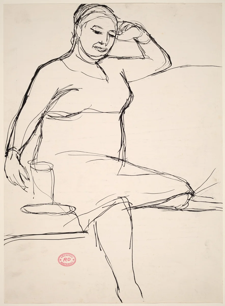 Untitled [woman seated on an arched-back sofa] by Richard Diebenkorn, drawing, 1955-1967