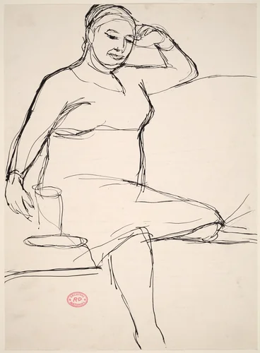 Untitled [woman seated on an arched-back sofa] by Richard Diebenkorn, drawing, 1955-1967